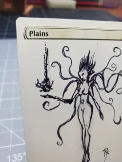 Hand Painted Altered Art Magic The Gathering MTG PLAIN Mana WAIFU ANGEL - Image 2
