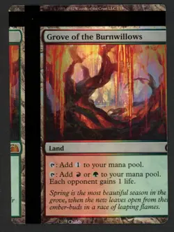 ***FOIL Grove of the Burnwillows NFC Miscut (Vertical Bend)*** MTG FTV Lands - Image 1