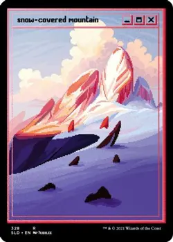 MTG Snow-Covered Mountain (PixelSnowLands.jpg) (Foil Etched) SLD Rare Foil #328 - Image 1