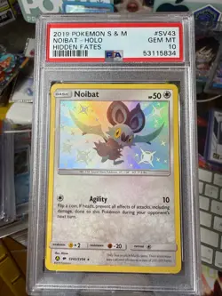 2019 Pokemon Sun & Moon Hidden Fates Shiny Noibat #SV43 PSA 10 GEM MINT - Image 1