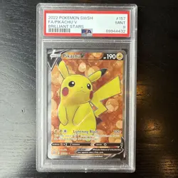 PSA 9 2022 Pokemon Sword & Shield Pikachu V (Full Art) Brilliant Stars #157 - Image 1