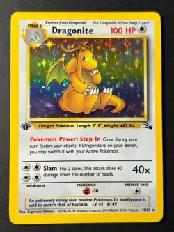 Dragonite 4/62 1st Edition Fossil Holo Rare - WOTC Pokemon Card Near Mint - - Image 1