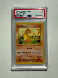 1999 Pokemon TCG Base Set 1st Edition #46 Charmander PSA 7 Near Mint Fresh Slab - Image 1