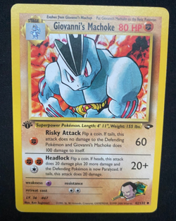 Pokemon Card Giovanni's Machoke Gym Challenge 1st Edition Uncommon 42/132 (LP) - Image 1