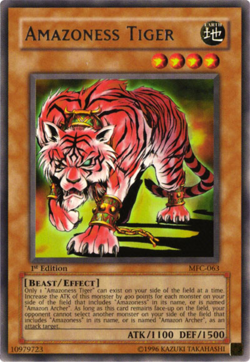Yugioh! MP Amazoness Tiger - MFC-063 - Rare - 1st Edition Moderately Played, Eng - Image 1