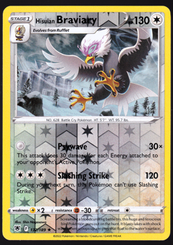 Hisuian Braviary 132/189 Reverse Holo Astral Radiance Pokemon TCG Card NM - Image 1