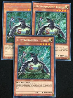 YUGIOH ELECTROMAGNETIC TURTLE YGLD-ENA00 SECRET X3 LP - Image 1