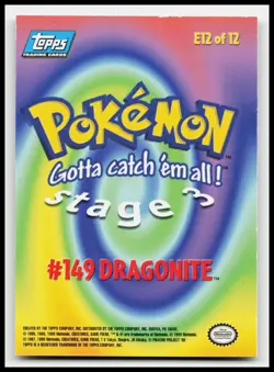 Dragonite #149 E12 of 12 Blue Logo Topps Holo Foil Trading Cards Pokemon Card - Image 2