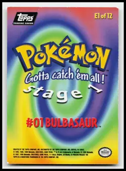 Bulbasaur #01 E1 of 12 Topps Holo Foil Trading Cards Pokemon Card - Image 2