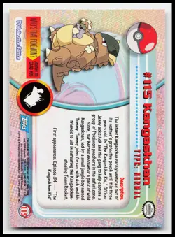 Kangaskhan #115 Blue Logo Topps Holo Foil TV Animation Pokemon Card - Image 2