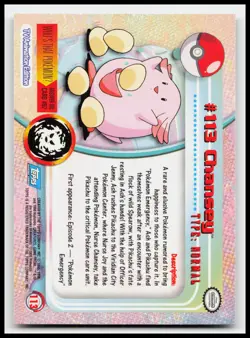 Chansey #113 Blue Logo Topps Holo Foil TV Animation Pokemon Card - Image 2
