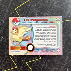 Pidgeotto # 17 - 1st Printing Blue Logo - 1999 Topps Series 1 Pokemon Card D1 - Image 2