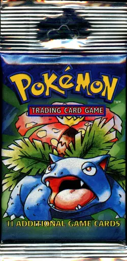 BASE SET (Venusaur) SEALED HANGER/LONG CRIMP Booster Pack WOTC Pokemon Card #1 - Image 1