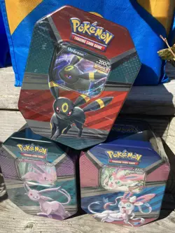 All 3 Pokemon V Heroes 4 pack V Tins ESPEON SYLVEON UMBREON FACTORY SEALED - Image 1