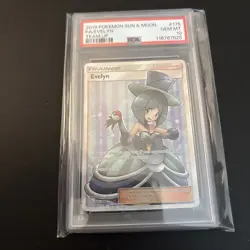 2019 Pokemon Sun & Moon Team Up #175 Full Art Evelyn PSA 10 Card GEM MINT! Waifu - Image 1