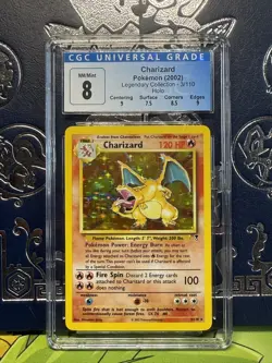 CGC 8 Charizard 2002 Legendary Collection 3/110 Holo Pokemon Card - Image 1