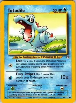 Totodile (81) 081/111 Neo Genesis Pokemon TCG LP - Image 1