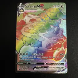 2020 Pokemon TCG Snorlax VMAX Rainbow Sword & Shield Secret Rare Card #206/202 - Image 1