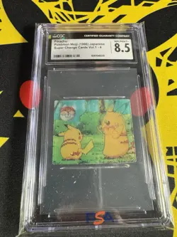 Pokemon Pikachu #4 Meiji Super Change Card 3D Lenticular CGC 8.5 Only 1 Higher!! - Image 1