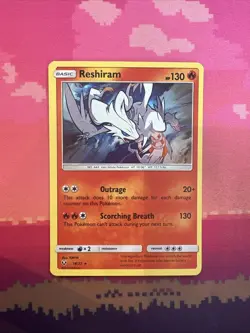 Pokemon Card Reshiram Shining Legends Holo Rare 14/73 Near Mint - Image 1