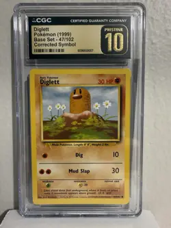 CGC Pristine 10 Diglett Base Set Card 47/102 Vintage 1999 Pokemon TCG Graded - Image 1