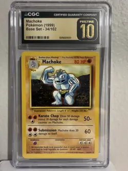 CGC Pristine 10 Machoke Base Set Card 34/102 Vintage 1999 Pokemon TCG Graded - Image 1