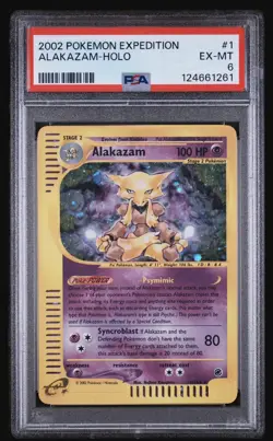 2002 Pokemon Expedition Alakazam Holo PSA 6 Graded Card - Image 1
