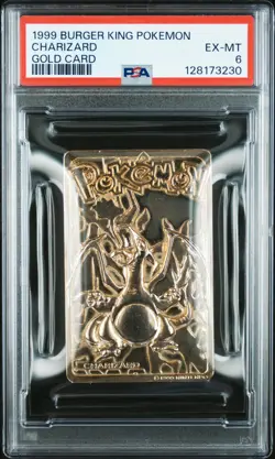 1999 BURGER KING POKEMON GOLD CARDS CHARIZARD PSA 6 - Image 1