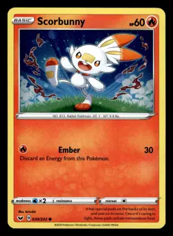 Scorbunny 030/202 Cosmos Holo Promo Sword & Shield Pokemon Card - Image 1