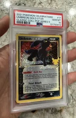 PSA 10 Umbreon Gold Star 17/17 Celebrations Classic Collection 2021 Pokemon Card - Image 1