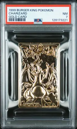 1999 BURGER KING POKEMON GOLD CARDS CHARIZARD PSA 7 - Image 1