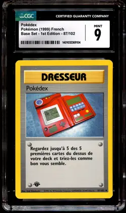 CGC 9 MINT Pokedex 87/102 1st Edition FRENCH Base Set Pokemon Card 104 - Image 2