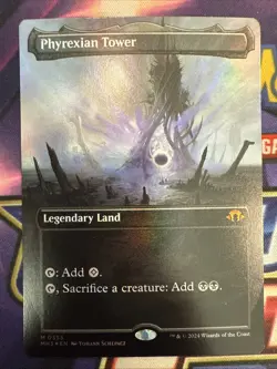 1x Phyrexian Tower ~~ Borderless - Foil NM-Mint, English Modern Horizons 3 MTG M - Image 1