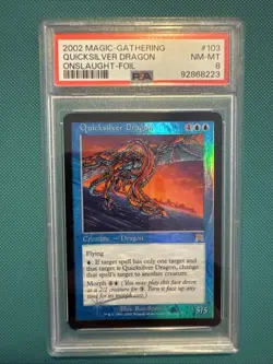 PSA 8 Quicksilver Dragon Onslaught Foil MtG Vintage Graded - Image 1
