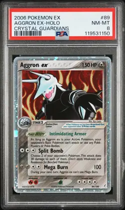 2006 POKEMON EX CRYSTAL GUARDIANS #89 AGGRON EX-HOLO PSA 8 - Image 1