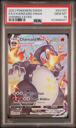 2021 POKEMON SWORD & SHIELD SHINING FATES #SV107 FULL ART/CHARIZARD VMAX PSA 10 - Image 1