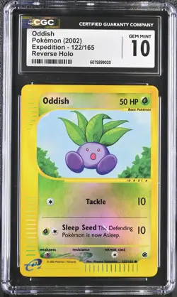 CGC 10 GEM MINT Oddish 2002 Expedition 122/165 Reverse Holo Pokemon Card - Image 1