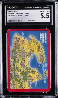 1996 BANDAI CARDASS POKEMON PART 2 #156 MAP CARD 3 CGC 5.5 - Image 1