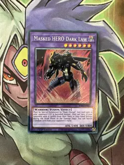 RA01-EN025 Masked Hero Dark Law Platinum Secret Rare 1st Edition NM Yugioh Card - Image 1