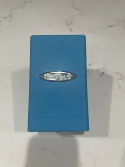 ULTRA PRO SATIN TOWER LIGHT BLUE DECK BOX Gaming Card Dice Storage Pre-owned - Image 1