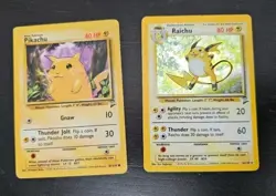 1999 Pokemon Base Set Pikachu & Riachu Holo TCG Cards - Image 1