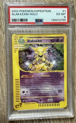 Pokemon Alakazam TCG Expedition Base Set Holo Rare Card 1/165 PSA 6 - Image 1