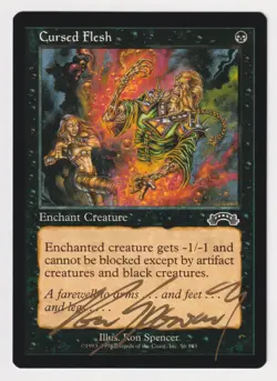 Gold Signed Cursed Flesh LP Exodus Artist Ron Spencer 1998 MTG Magic Vintage! - Image 1