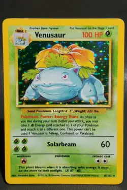 1999 Pokemon TCG Venusaur Base Set Holo Unlimited Rare Card 15/102 - NM-MINT - Image 1