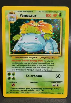 1999 Pokemon TCG Venusaur Base Set Holo Unlimited Rare Card 15/102 - NM-MINT - Image 3