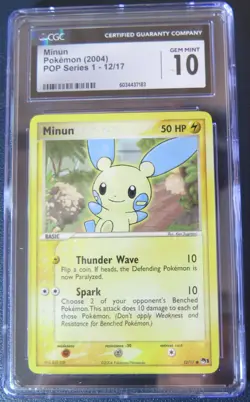 Minun #12/17 CGC 10 GEM MINT • 2004 Pokemon POP Series 1 TCG Card - Image 1