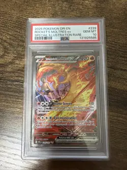 Pokemon TCG Moltres EX Team Rockets Card 229/182 Sir Destined Rivals PSA 10 GM - Image 1