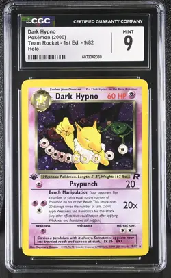 CGC 9 MINT Dark Hypno 2000 Team Rocket 1st Edition 9/82 Holo Pokemon Card - Image 1