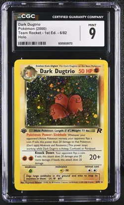 CGC 9 MINT Dark Dugtrio Team Rocket 1st Edition 6/82 Holo SWIRL Pokemon Card - Image 1