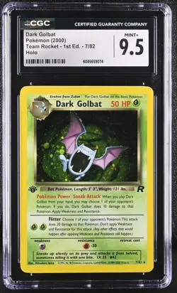 CGC 9.5 MINT+ Dark Golbat Team Rocket 1st Edition 7/82 Holo Pokemon Card - Image 1